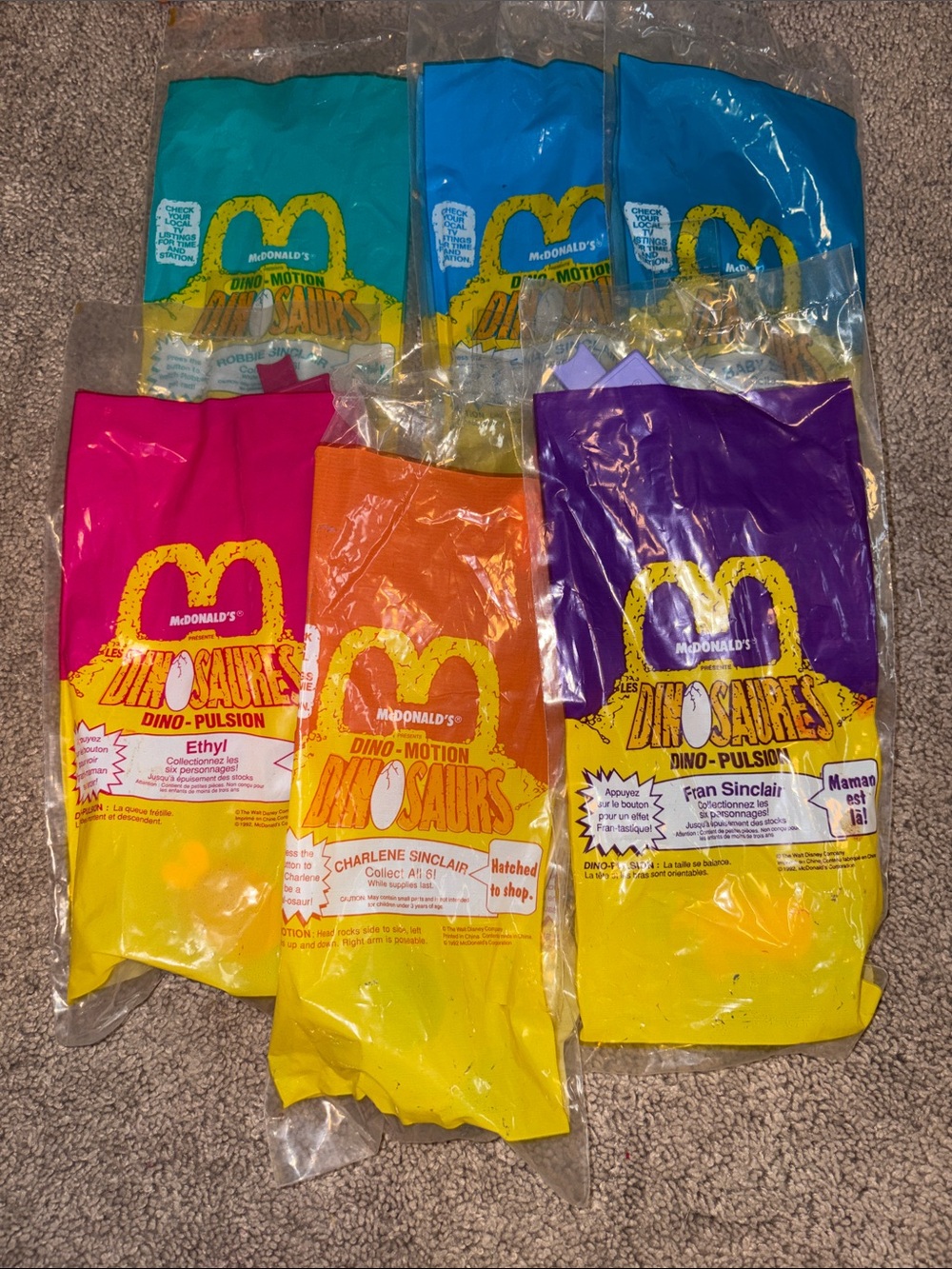 Sealed McDonald’s 1992 Dinosaurs tv show toys - complete set
